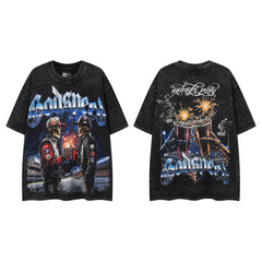 Vintage Black Band Motorcycle Double‑Sided Graphic T‑Shirt