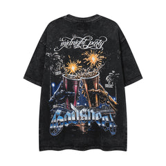 Vintage Black Band Motorcycle Double‑Sided Graphic T‑Shirt