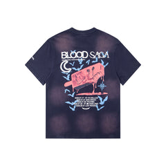 Vintage Faded Blood Saga Graphic T‑Shirt