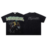 Black Washed Vintage Double‑Sided Portrait Band‑Style Graphic T‑Shirt