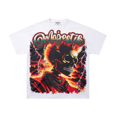 Vintage White Flame Beast Graphic T‑Shirt