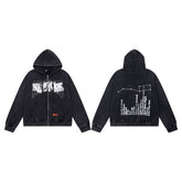Vintage New York City Graphic Full‑Zip Hoodie