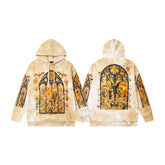 Vintage Cream Tie‑Dye Church Stained‑Glass Full‑Zip Hoodie