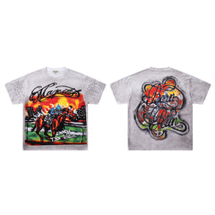 Vintage Washed‑Grey Western Horse Rider Graphic T‑Shirt
