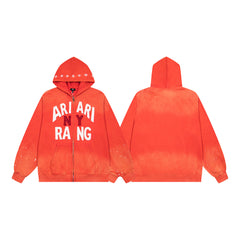 Vintage Orange ARIARI RANG Full‑Zip Hoodie