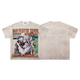 Khaki Washed Vintage Portrait Band‑Style Graphic T‑Shirt