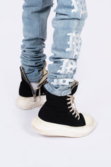 Vintage Distressed Graphic Print Straight‑Leg Denim Jeans Men Streetwear Light Wash Denim Pants