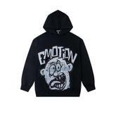 Black Vintage Cartoon Graphic Oversized Hoodie Gothic Streetwear Sweatshirt
