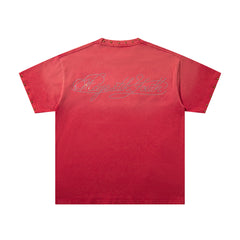Vintage Red Retro Portrait Letter Graphic T‑Shirt
