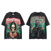Vintage Black FIRST ROW Grim Reaper Skull Double‑Sided Graphic T‑Shirt