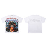 Vintage White MAJESTIC Flame Skull Graphic T‑Shirt