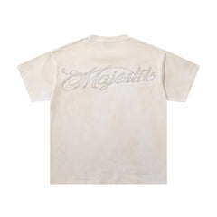 Off‑White Washed Vintage Motorcycle Racing Graphic Band‑Style T‑Shirt