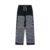 Black Gothic Graphic Wide Leg Casual Pants Urban Streetwear Trousers