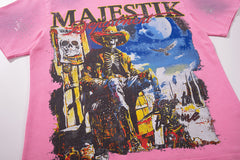 Pink Washed Majestik City Scene Vintage Graphic T‑Shirt