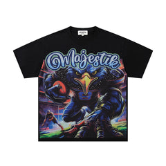 Black Vintage Demon Fantasy Band‑Style Graphic T‑Shirt