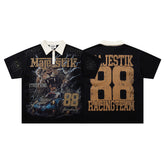 Majestik 88 Racing Team Vintage Graphic Polo Shirt
