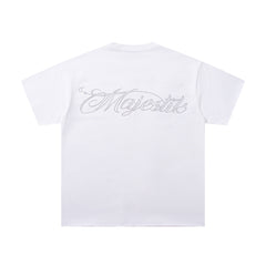 Vintage White MAJESTIC Flame Skull Graphic T‑Shirt