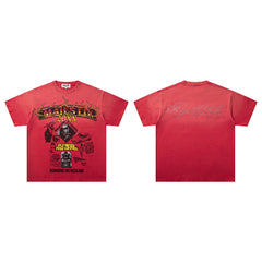 Vintage Red Retro Portrait Letter Graphic T‑Shirt
