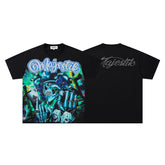 Black Vintage Graphic T‑Shirt With Colorful Skull Graffiti Print