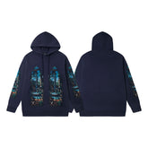 Vintage Navy Blue Church Stained‑Glass Full‑Zip Hoodie