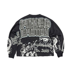 Black Rock Band Graphic Long Sleeve T‑Shirt Men Gothic Streetwear Casual Top