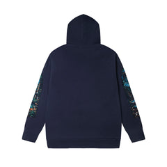 Vintage Navy Blue Church Stained‑Glass Full‑Zip Hoodie