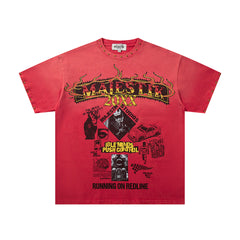 Vintage Red Retro Portrait Letter Graphic T‑Shirt