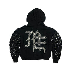 Rhinestone Letter Full‑Zip Hoodie Streetwear Zip‑Up Hooded Jacket