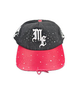 Vintage Splatter Detail Embroidered Snapback Cap Black & Red Street‑wear Baseball Hat