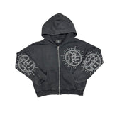 Vintage Cross Logo Cropped Zip Hoodie Underground Street Top