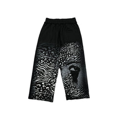 Hip‑Hop Abstract Art Print Wide Leg Baggy Sweatpants Men Casual Bottoms