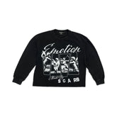 Black Vintage Portrait Graphic Long Sleeve T‑Shirt Men Streetwear Casual Top
