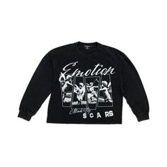 Black Vintage Portrait Graphic Long Sleeve T‑Shirt Men Streetwear Casual Top