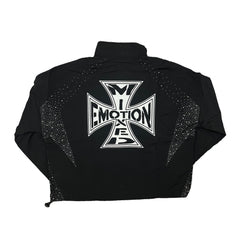 Black Mesh Full Zip Jacket Cross Print Hip‑Hop Loose Street Outerwear