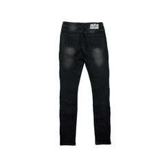 Y2K Street Style Black Wash Distressed Straight‑Fit Destroyed Denim Pants