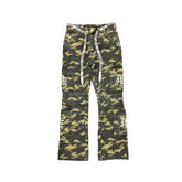 Underground Street Style Camo Drawstring Bootcut Cargo Pants