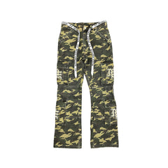 Underground Street Style Camo Drawstring Bootcut Cargo Pants