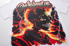 Vintage White Flame Beast Graphic T‑Shirt