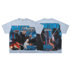 Light Blue Washed 199X Phantom Vintage Graphic T‑Shirt