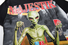 Vintage Black Majestik Alien Graphic Short‑Sleeve T‑Shirt