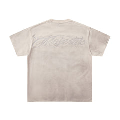 Khaki Washed Vintage Portrait Band‑Style Graphic T‑Shirt