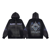 Vintage Black Blood Saga Full‑Zip Hoodie