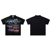 Vintage Black Retro Racing Car Graphic T‑Shirt
