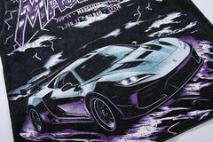 Vintage Black Metal Concert Car Double‑Sided Graphic T‑Shirt