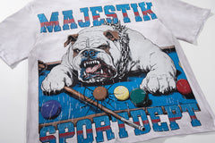 Off‑White Washed Vintage Bulldog Graphic Band‑Style T‑Shirt