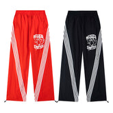 Black Red Gothic Graphic Wide‑Leg Sweat Pants Urban Streetwear Trousers
