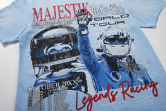 Light Blue Washed Majestik Tour Concert Vintage Graphic T‑Shirt