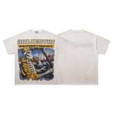 Off‑White Washed Vintage Skeleton City Tour Graphic Band‑Style T‑Shirt