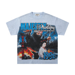 Light Blue Washed 199X Phantom Vintage Graphic T‑Shirt