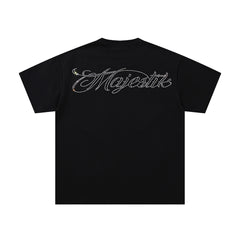 Black Vintage Tropical Skull Band‑Style Graphic T‑Shirt